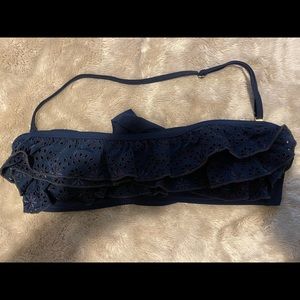 Jessica Simpson Navy Blue Ruffle Bikini Top